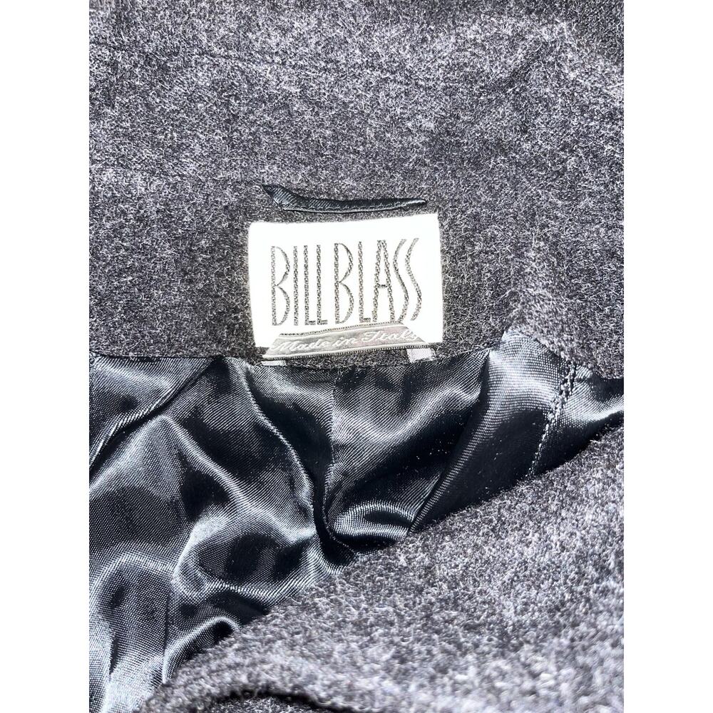 Bill Blass Coat Womens 14 Black Textured Alpaca Merino Wool Italian Overcoat - Picture 2 of 6